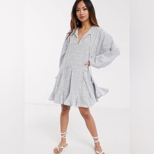 ASOS Eyelet Seersucker Trapeze Mini Dress